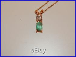 1.20 tcw Diamond Colombian AAA+ Emerald 18k Pendant Art Deco High End Necklace