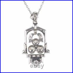 1.65 Carat Diamond Platinum Art Deco Pendant Necklace