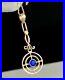 10k Yellow Gold Vintage Art Deco Swirl Round Long Moveable Pendant 18 Necklace