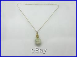 14k Yellow Gold Horace Welch Art Deco Floating Opal Crystal Pendant Necklace 18
