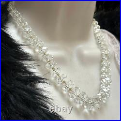 18 Art Deco Rock Crystal Quartz Necklace Hand Knotted Graduated German Cut VNTG