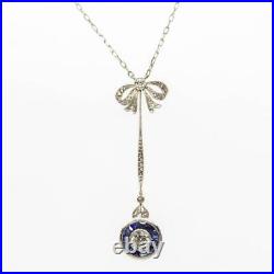 18K Gold & Platinum Antique Art Deco Diamonds and Sapphires Necklace