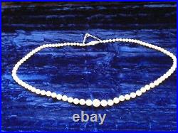 18ct White Gold Diamond Clasp Genuine Pearl Necklace Safety Chain Art Deco