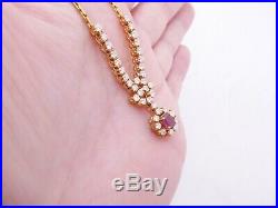 18ct gold 1.80ct diamond ruby pendant necklace, art deco design heavy