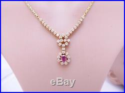 18ct gold 1.80ct diamond ruby pendant necklace, art deco design heavy