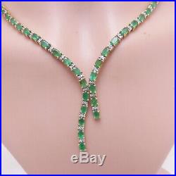 18ct gold large 16.5ct emerald diamond necklace, art deco design heavy 27.4 gram