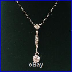 18ct white gold Art Deco diamond drop necklace (approx 40 points)