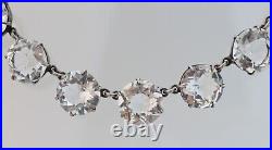 19 Jules Goldstein Co Art Deco Crystal Riviere Sterling Silver Collar Necklace