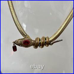 1920 Art Deco Gold Plated Egyptian Revival Snake Necklace Snake Necklace