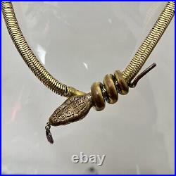 1920 Art Deco Gold Plated Egyptian Revival Snake Necklace Snake Necklace