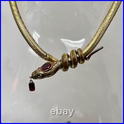 1920 Art Deco Gold Plated Egyptian Revival Snake Necklace Snake Necklace