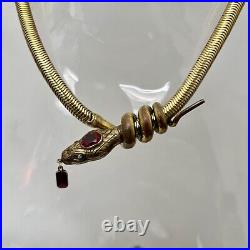 1920 Art Deco Gold Plated Egyptian Revival Snake Necklace Snake Necklace