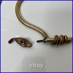 1920 Art Deco Gold Plated Egyptian Revival Snake Necklace Snake Necklace