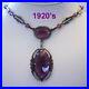 1920’s 30’s ART DECO Dimensional Purple / PLUM Glass Rhinestone ETCHED Necklace