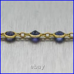 1920's Antique Art Deco 14k Yellow Gold 2ctw Natural Blue Sapphire Necklace