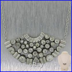 1920's Antique Art Deco Platinum 3ctw Diamond Pendant 18 Necklace
