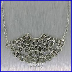 1920's Antique Art Deco Platinum 3ctw Diamond Pendant 18 Necklace