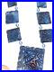 1920’s Art Deco Czech Carved Blue Foiled Glass Squares Flapper Necklace
