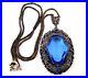 1920’s Art Deco Czech Cobalt Blue Glass and Silver Plated Brass Necklace 20