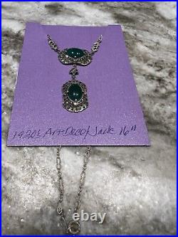 1920's Art Deco SS Jade And Marcasite Necklace 16 WithArtist Stamp