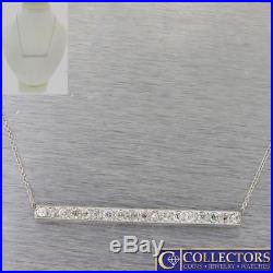 1920s Antique Art Deco 14k Gold Platinum 1.25ctw Diamond Bar Chain Necklace S8