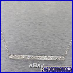1920s Antique Art Deco 14k Gold Platinum 1.25ctw Diamond Bar Chain Necklace S8