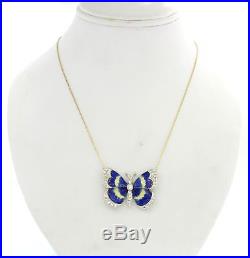 1920s Antique Art Deco 14k Solid Gold 1.14ctw Diamond Butterfly Pendant Necklace
