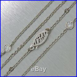 1920s Antique Art Deco 14k White Gold. 20ctw Diamond By The Yard Chain Necklace