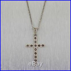 1920s Antique Art Deco 14k White Gold Platinum Diamond Cross Pendant Necklace