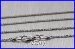 1920s Antique Art Deco 14k White Gold Rose Cut Diamond Pendant Chain Necklace E8