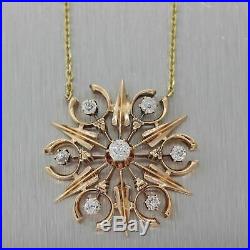 1920s Antique Art Deco. 70ctw Diamond Star Burst Crescent Moon Pendant Necklace