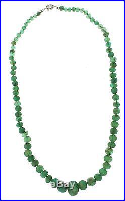 1920s Antique Art Deco Platinum 130ctw Graduated Emerald Strand Diamond Necklace