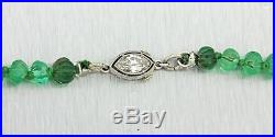 1920s Antique Art Deco Platinum 130ctw Graduated Emerald Strand Diamond Necklace