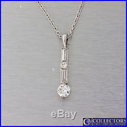 1920s Antique Art Deco Platinum 1ctw Diamond Pendant Necklace G8
