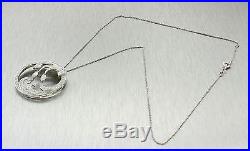 1920s Antique Art Deco Solid Platinum 1.74ctw Diamond Pendant Necklace
