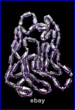 1920s Art Deco Necklace Faceted Amethyst Hand Knot Bead Opera Length 57 in