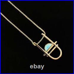 1920s Gold Art Deco Necklace with Natural Blue Larimar Stone Carlyle