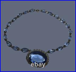 1920s Necklace, Art Deco Blue Cezh Glass Necklace 15