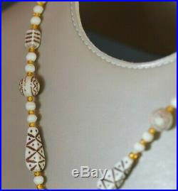 1930 Max Neiger Art Deco Czech Milk Glass Necklace Pharaoh Face Egyptian Revival