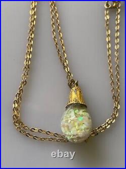 1930'S Vintage Art Deco Horace Welch Floating Opal 14k Gold Necklace Signed 16
