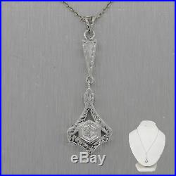 1930's Antique Art Deco 14k White Gold 0.10ct Diamond 16 Necklace