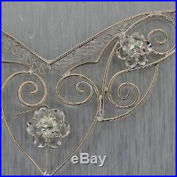 1930's Antique Art Deco 14k White Gold 0.40ctw Diamond Filigree 15 Necklace