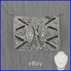 1930's Antique Art Deco 14k White Gold 1ctw Diamond 18 Necklace