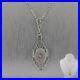 1930’s Antique Art Deco 14k White Gold Camphor Glass Diamond 16 Necklace
