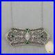 1930’s Antique Art Deco 14k White Gold Diamond & Emerald Filigree 18 Necklace