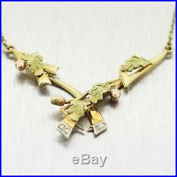 1930's Antique Art Deco 14k Yellow Gold Rose Cut Diamond 18 Necklace