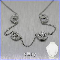 1930's Antique Art Deco Platinum 1ctw Diamond Link 19.5 Chain Necklace