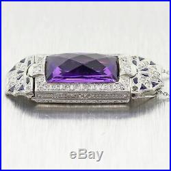 1930's Antique Art Deco Platinum Diamond & Amethyst 16 Necklace