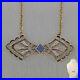 1930’s Antique Art Deco Platinum Sapphire Pendant Chain Necklace