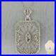 1930s Antique Art Deco 14k White Gold 0.05ctw Diamond Camphor Glass 16 Necklace